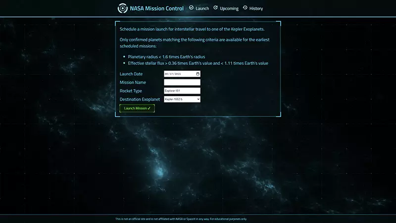 Launch control site home screen preview