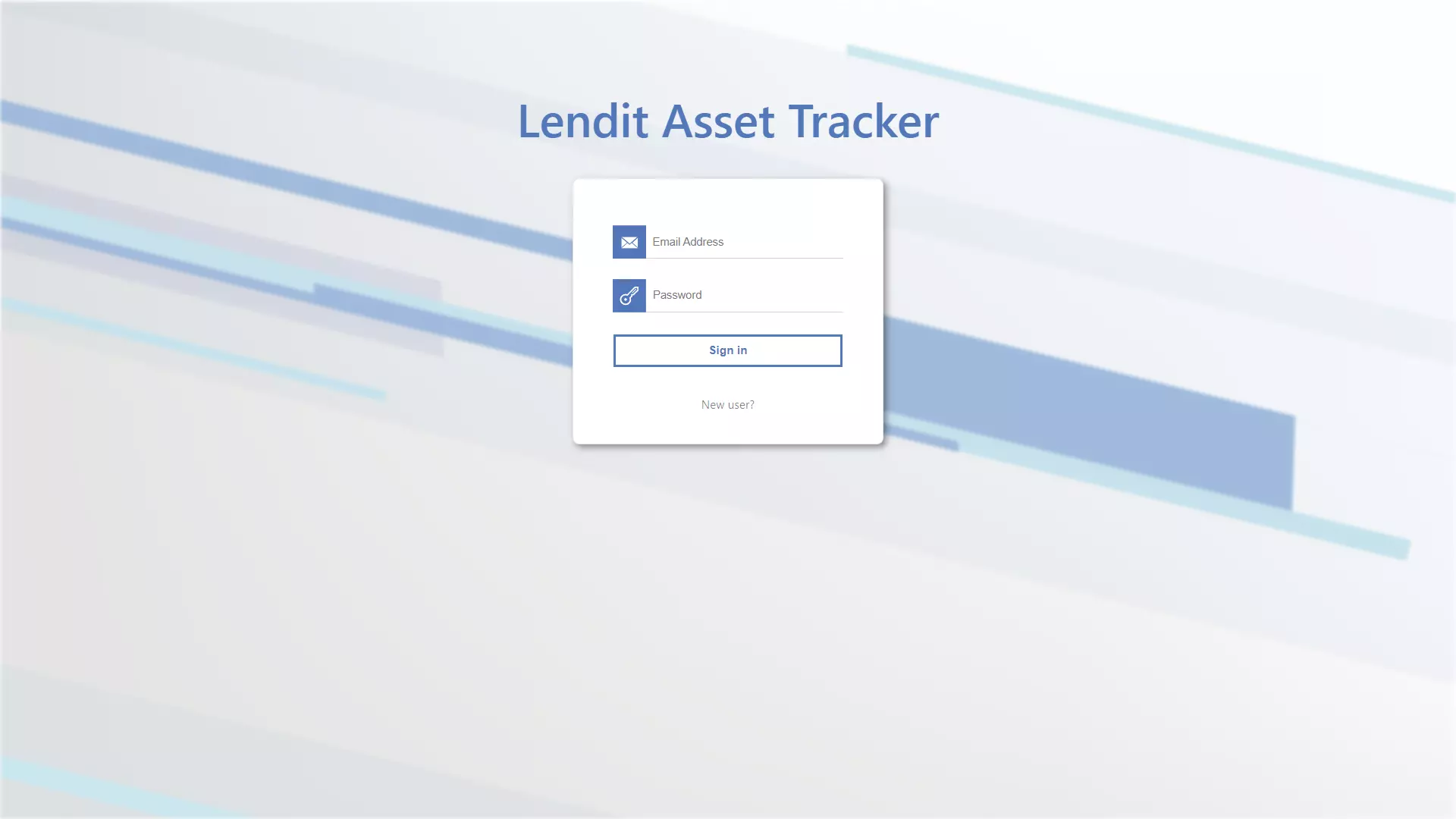 Lendit asset tracking site sign in screen preview